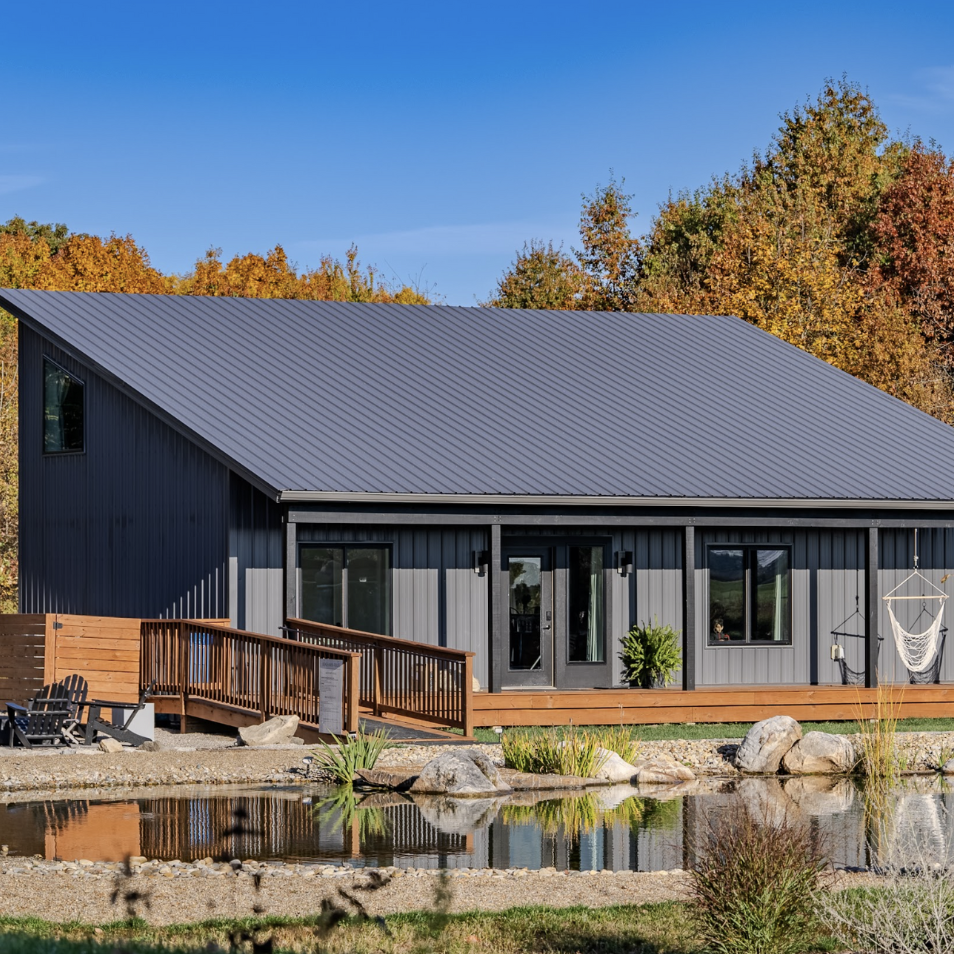 Cabin near water feature that accommodates up to three guests at Retreat 21 near Columbus, Ohio