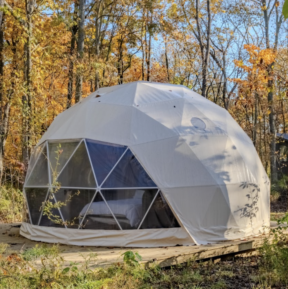Geodome accommodation for up to four guests at Retreat 21 near Columbus, Ohio