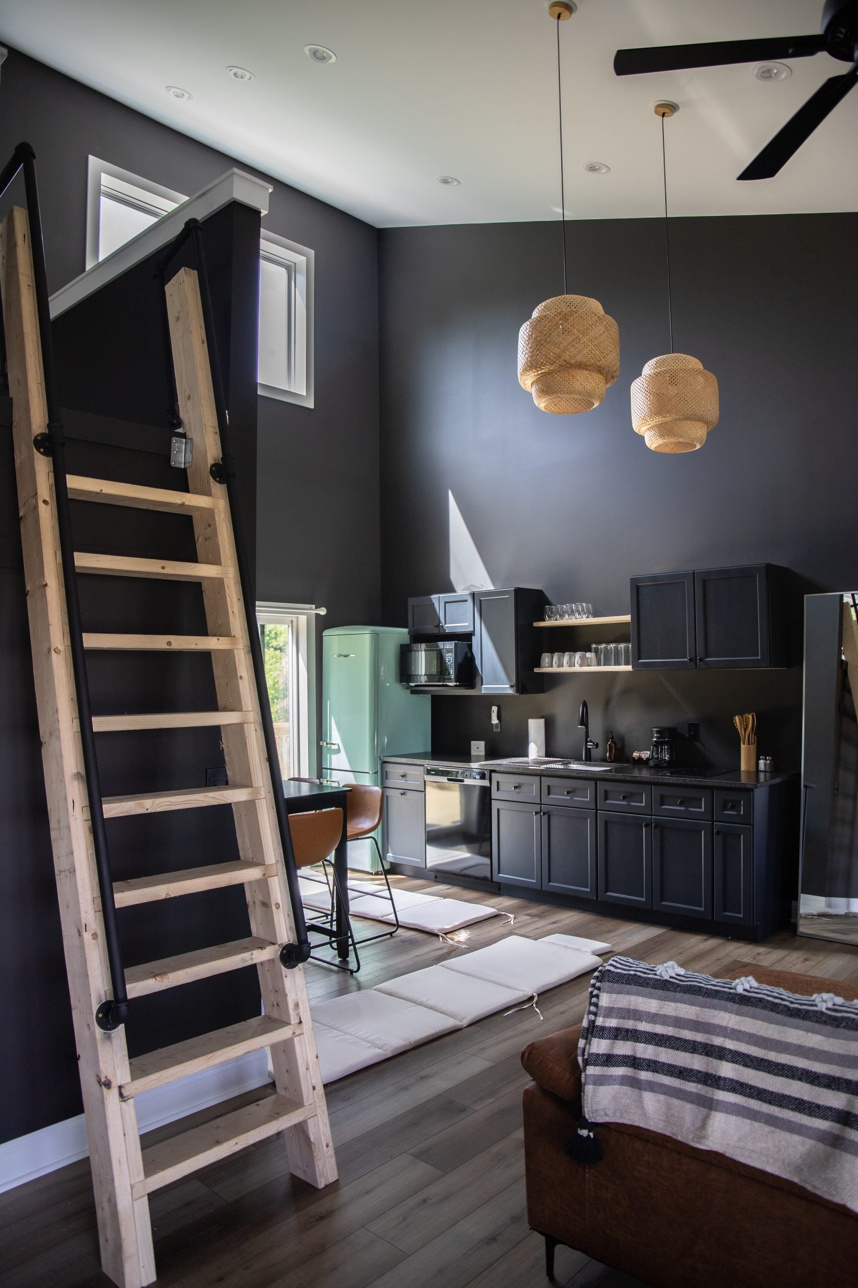 Interior of cabin with beautiful decor at Retreat 21 near Columbus, Ohio