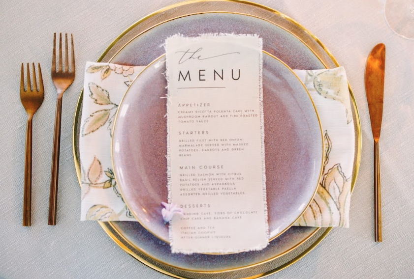 menu at table