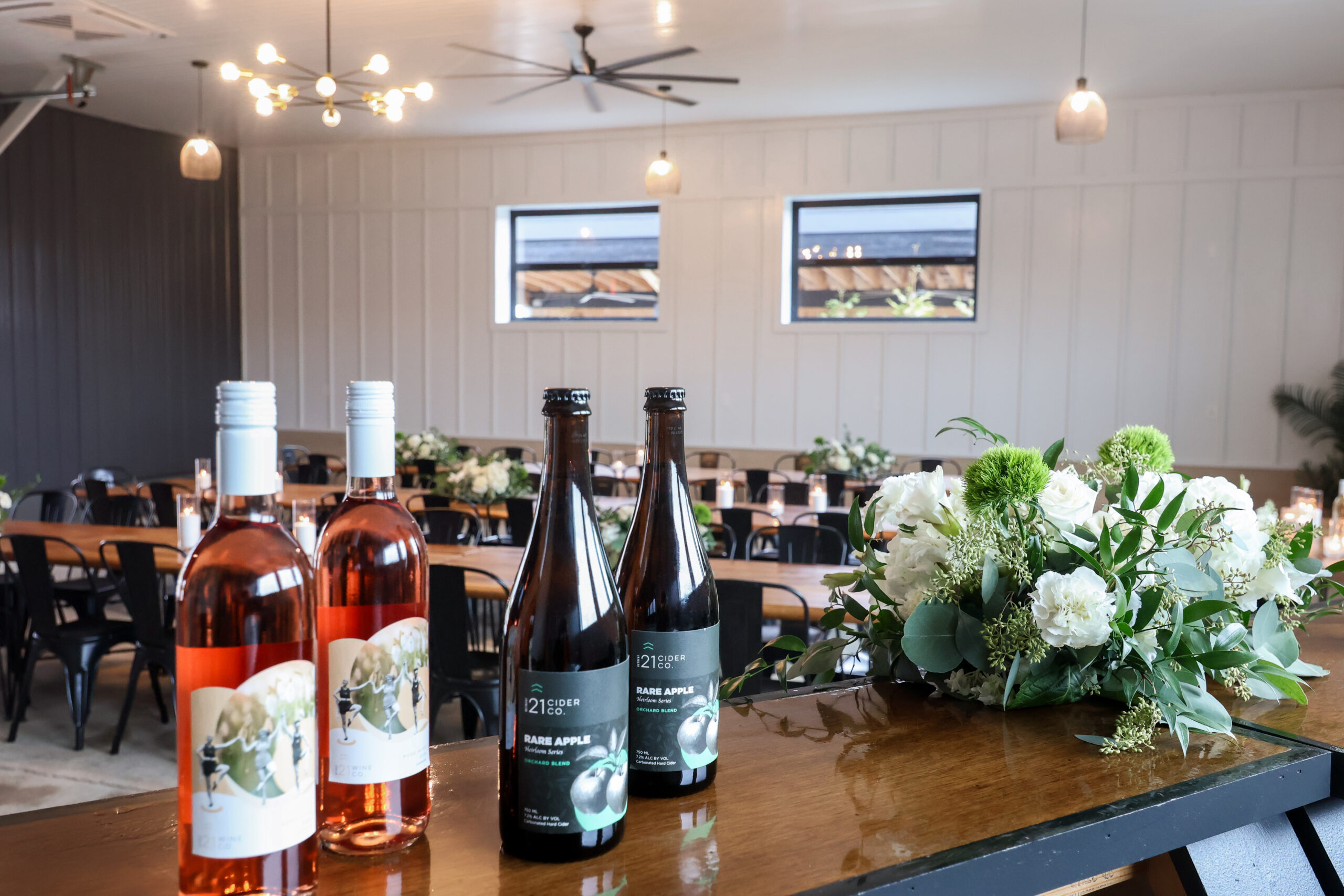 Small kitchen area inside on-site lodging at Retreat 21 near Columbus, Ohio