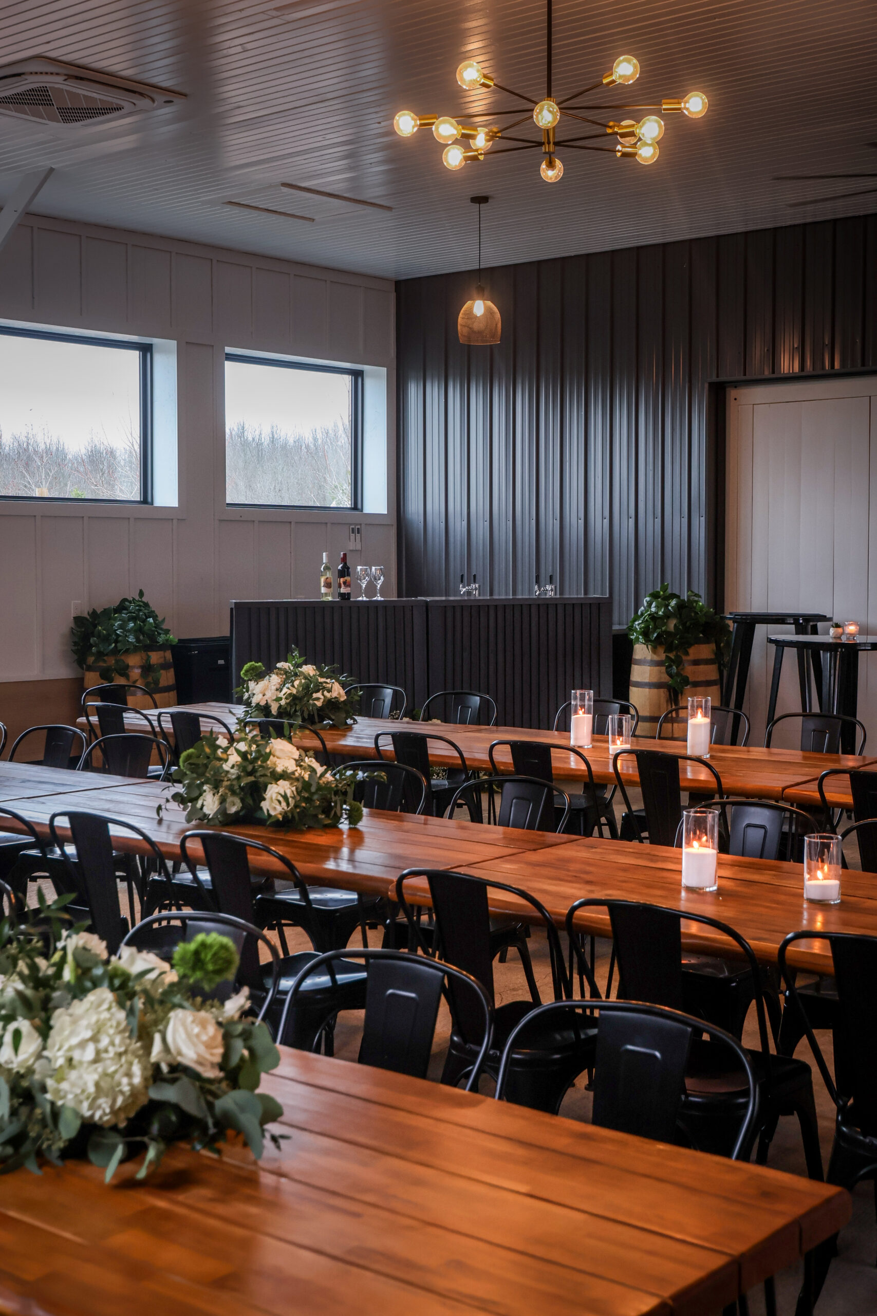 Interior of cabin with beautiful decor at Retreat 21 near Columbus, Ohio