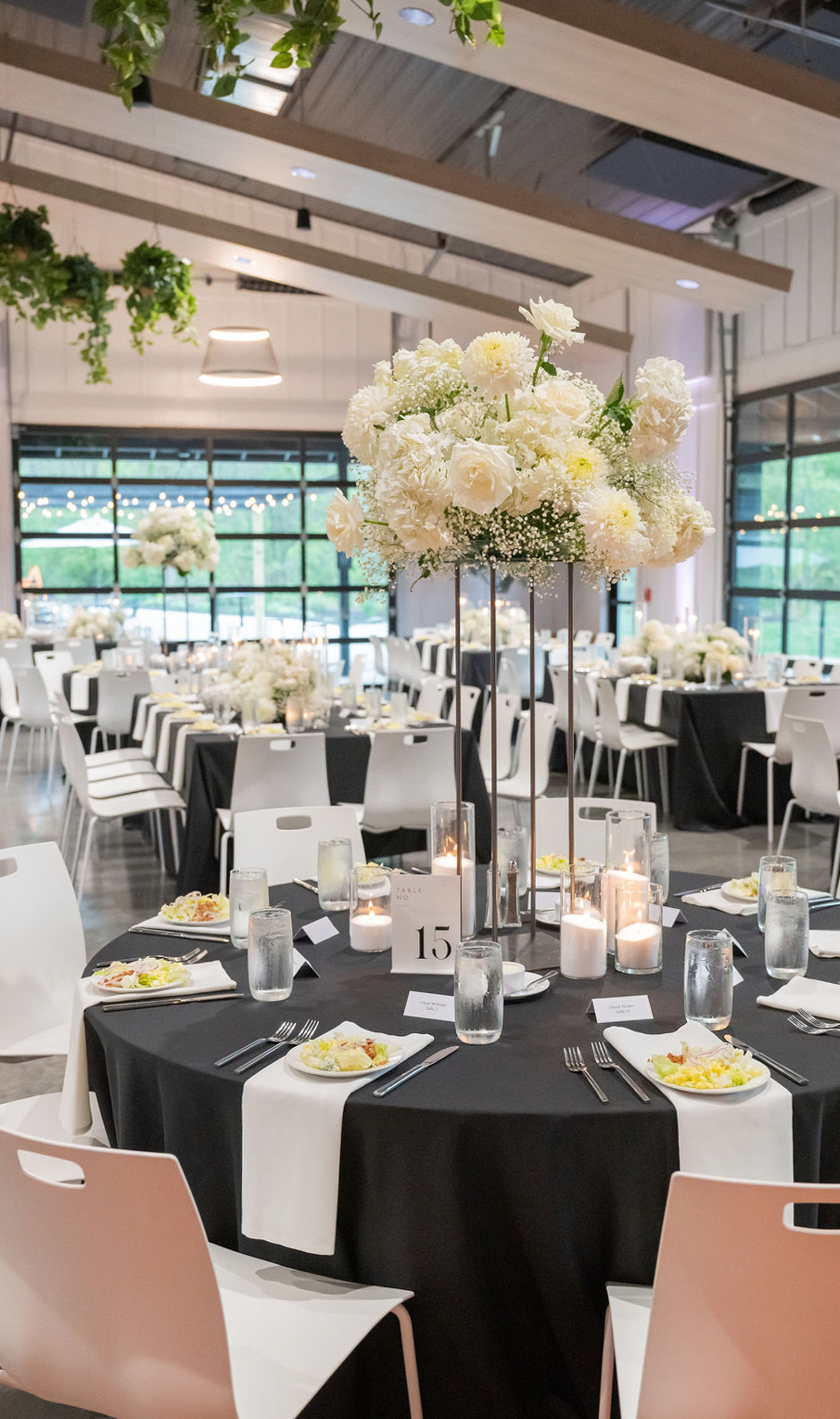 Mr&MrsRogersPhoto4292-2 Creative wedding reception table design with unique lighting elements at Retreat 21